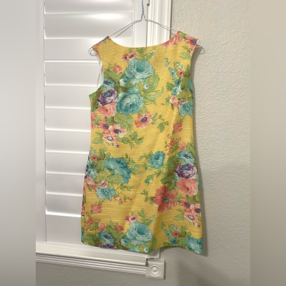 jessica howard yellow sparkly dress with multicolor flowers floral
